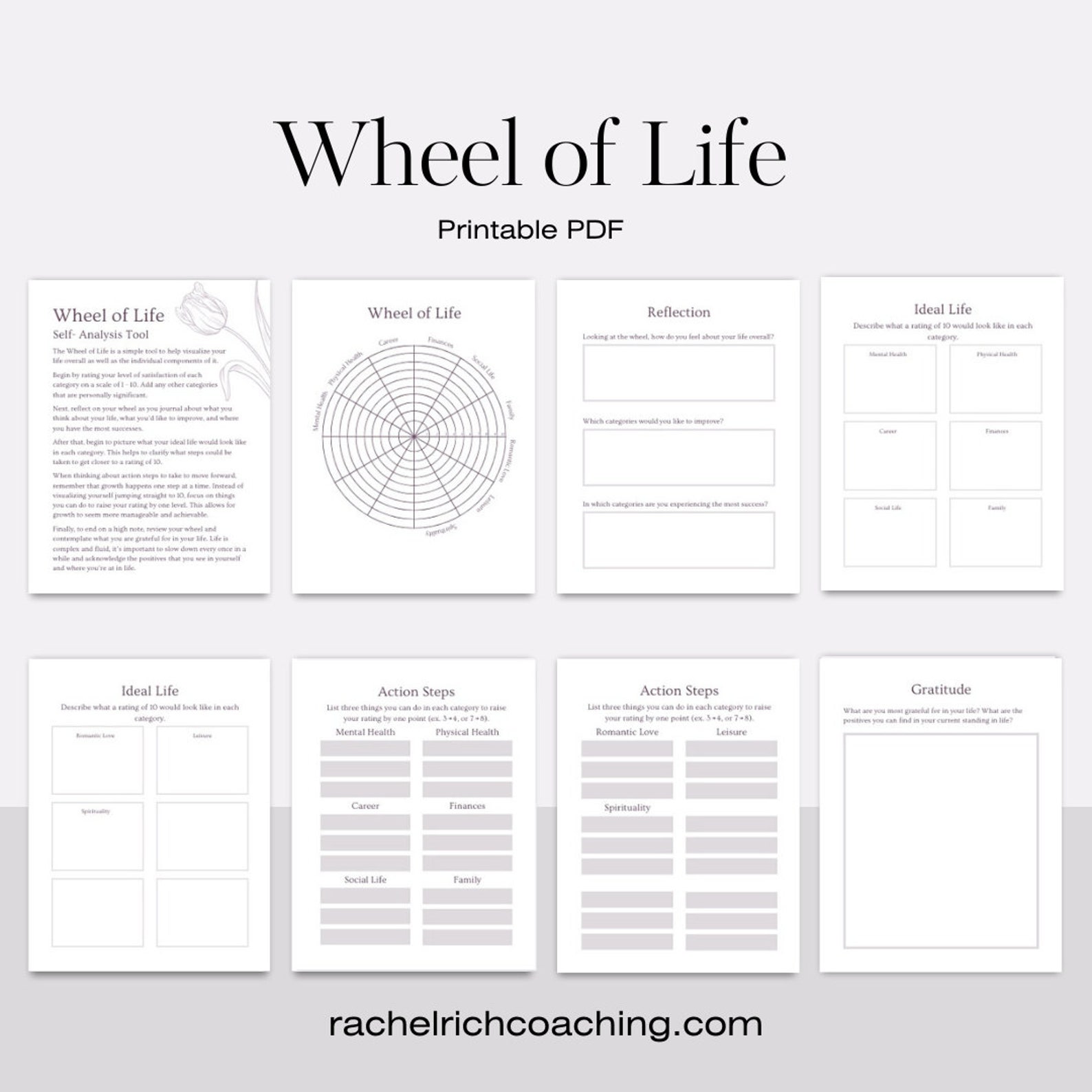 Wheel of Life Worksheet Template Wheel of Life Printable PDF - Etsy