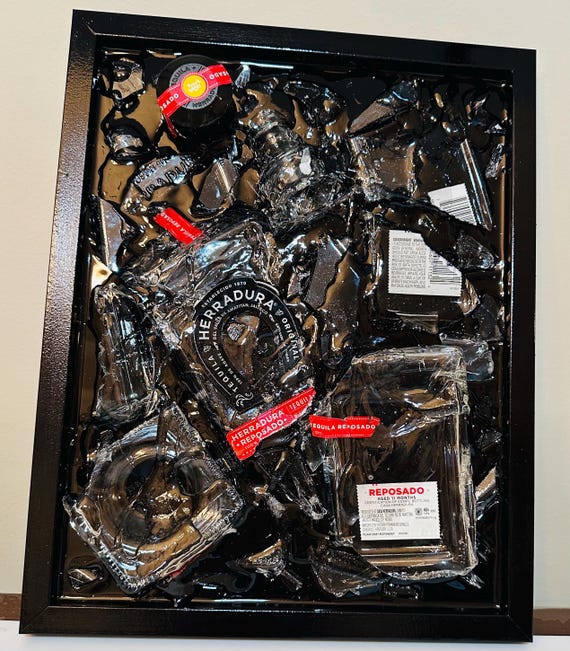 Herradura Tequila Broken Bottle Art: Upcycled Bar Decor