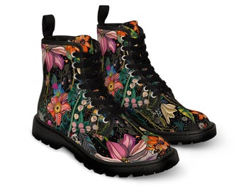 Women's Canvas Boots, Wildflower Canvas Boots, Fashionable Women's Boots, Coimfortable Boots for Women, Combat Boots