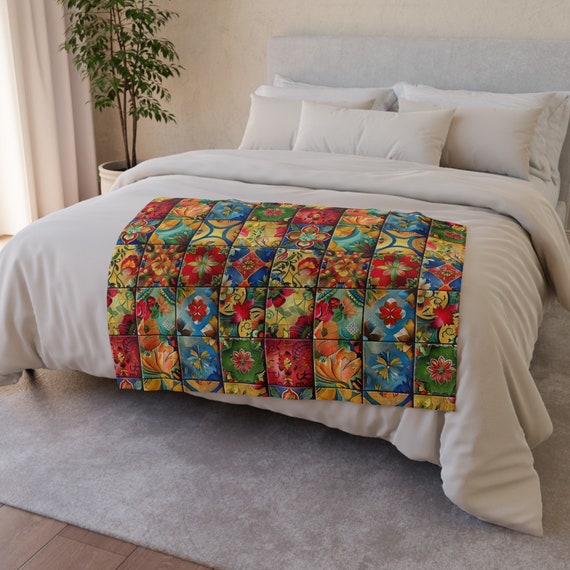 Patchwork Design Polyester Blanket Blankets and Throws Interior Decor Living Room Decor Bedroom Decor Soft Furnishings House and Home Throw Etsy UK