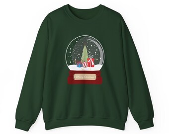 Shake Up the Holidays: Festive Snow Globe Sweatshirt with Whimsical Christmas Scene