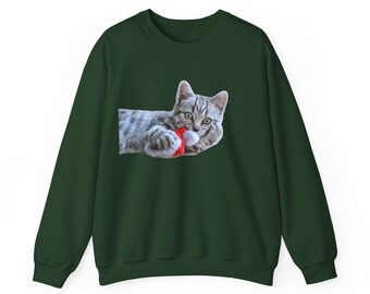 Cattitude with a Christmas Flair: Playful Kitty Santa Sweatshirt