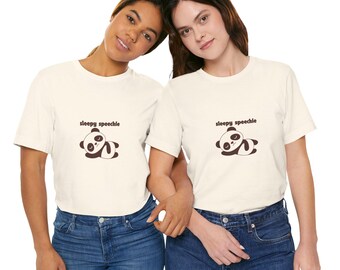 Sleepy Speechie Panda Tee: Unisex Cotton Jersey Short Sleeve Shirt