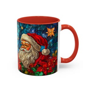 Målat glas i jultomten, julblommor, festlig julmugg