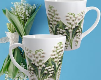 Lily of the Valley Mug: May Birth Flower Ceramic Coffee Cup
