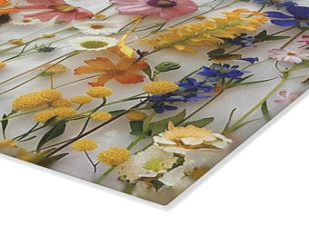 Wildflower Glass Cutting Board: Kitchen Decor Serveware