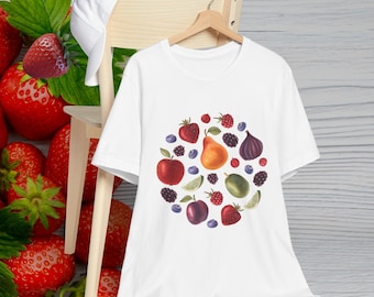 -shirt aux fraises et aux fruits | Couleurs confortables, t-shirt Cottagecore