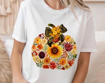 Floral Pumpkin Fall Shirt: Boho Vintage Graphic Tee