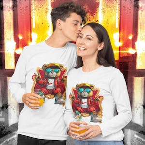 The Boss Bear Sweatshirt  Street Style Bear  Hip-Hop Baller Bear  Swagger Teddy Boss  Urban King Teddy with Hip-Hop Swag  Streetwear Teddy