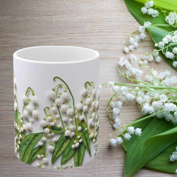 Mug 11oz Lily Of The Valley May Birth Flower Mug | Floral Ceramic Coffee Cup Birthday Gift For Her Mom Best Friends and Bridesmaid Proposals