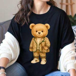 Monogram Designer t-shirt, Hustler Bear, Luxe Bear Shirt,Hip Hop Bear, Adventure time, graffiti bear graphic tee,Luxury design,best gift