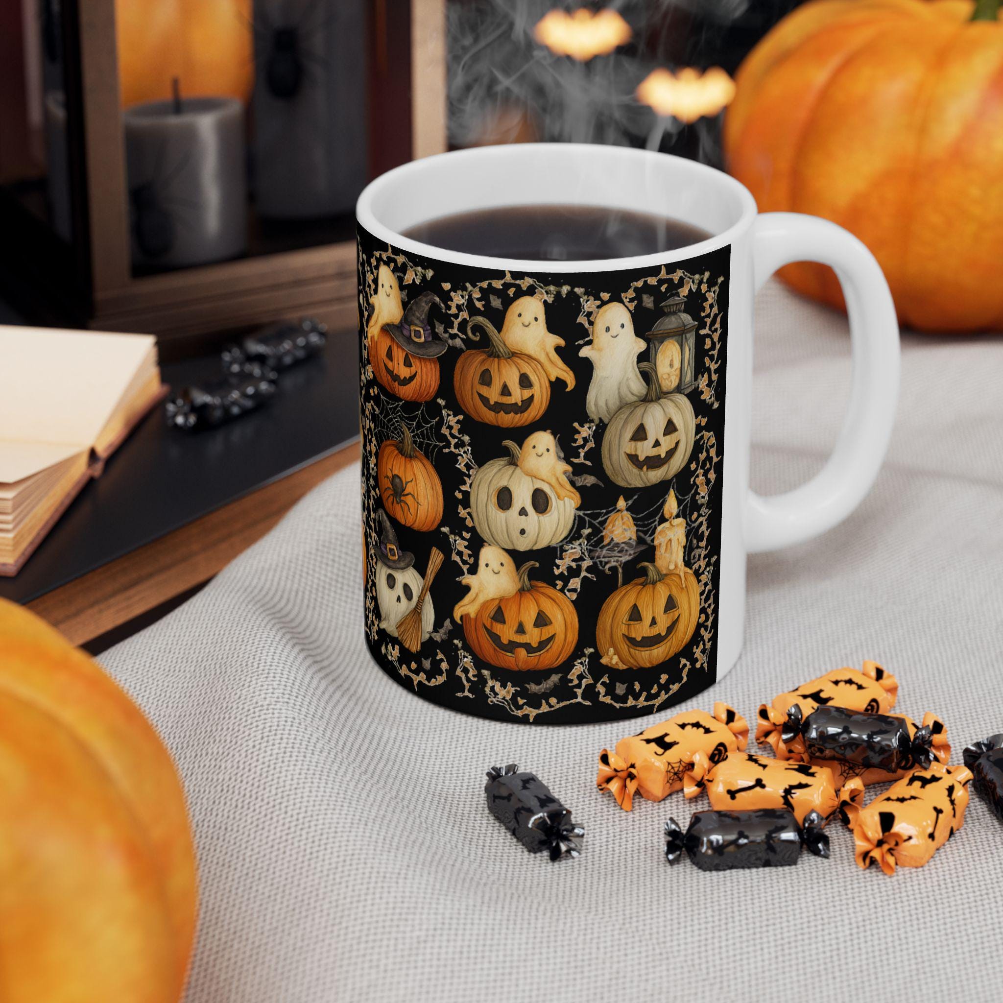 Tazza Di Halloween, Tazza Da Caffè In Ceramica, Tazza Di Tè Al Latte E Caffè Di Halloween Con Coperchio, Tazze Di Zucca Per Halloween, Ringraziamento, Compleanno, Regali Per Feste Autunnali