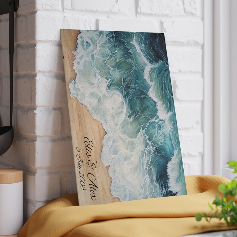 Personalized Ocean Cutting Board - Handmade Tempered Glass Charcuterie ...