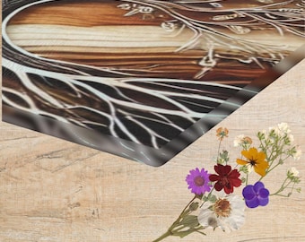 Tree of Life Glass Charcuterie Board: Wood Look Print, Tempered Glass