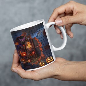 3D Halloween Mug: Spooky Haunted House Ceramic Coffee Cup