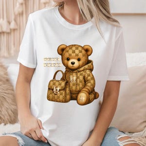 Monogram Designer t-shirt, Hustler Bear, Luxe Bear Shirt,Hip Hop Bear, Adventure time, graffiti bear graphic tee,Luxury design,best gift