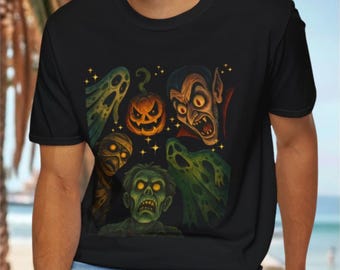 Retro Halloween Characters T-Shirt: Spooky Season Tee