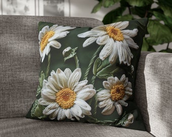 Daisy Pillow Cover, Floral Pillow Cover, Farmhouse decor, Mother's Day Gift, Daisy Pillow, Floral decor, Cushion Cover, Home Decor, Gift