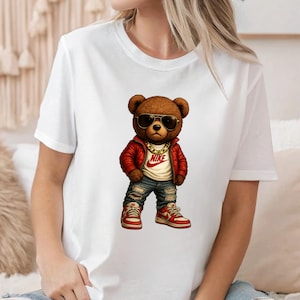 Designer Bear Tshirt, N ikeTee,Cartoon Bear, Adventure time, Hip Hop Bear,Shirt Teddy Bear, urban Bear, N ikebear tee,top sellers