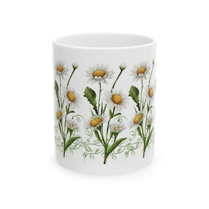 Daisy Flower Coffee Mug: Floral Ceramic Cup, 11oz