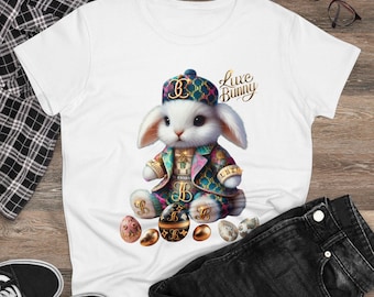 Easter Bunny Luxe Bear T-shirt: Monogram Designer Spring Shirt