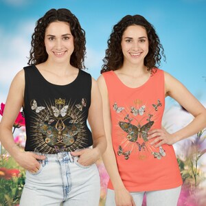 Vintage Butterfly Tank Top, Luna Moth Aesthetic T-Shirt Cottagecore Nature Lover TShirt, Soft Comfort, Unisex Garment-Dyed Tank Top
