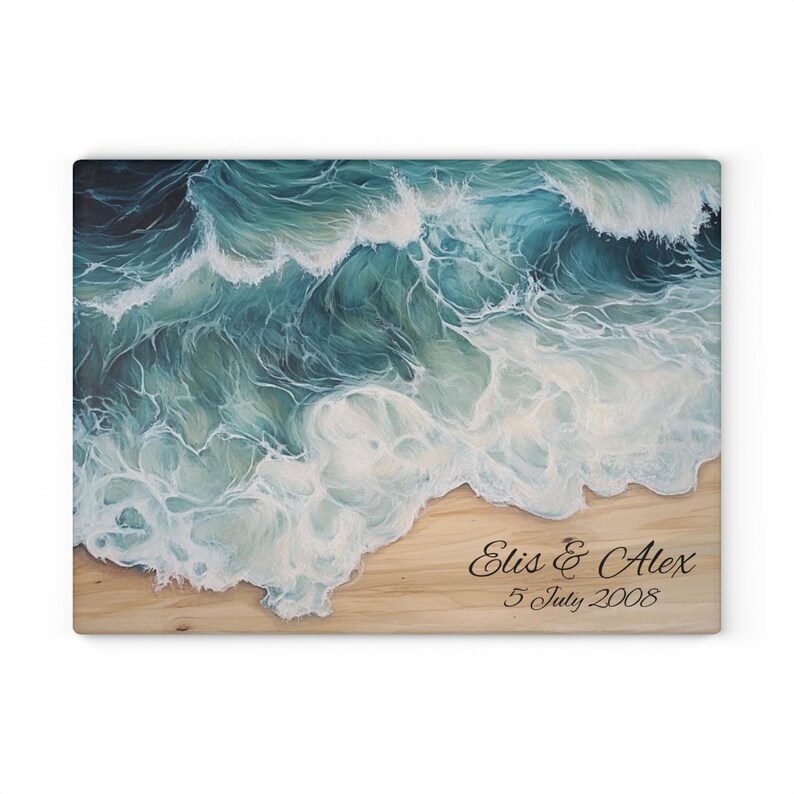 Personalized Ocean Cutting Board - Handmade Tempered Glass Charcuterie ...