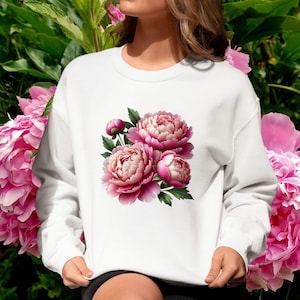 Vintage sweater met lentebloemen, boho cottagecore-trui met ronde hals, pastelkleurige botanische bloementrui, oversized sweater met wilde bloemen Fairycore