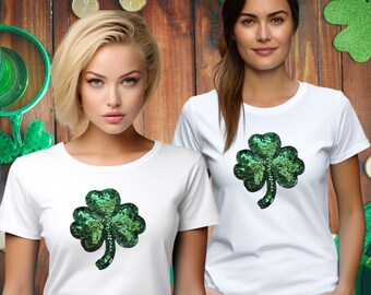Glitter Shamrock Tee: St Patricks Day Women's T-Shirt