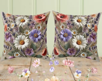 3D Wildflower Throw Pillow: Cottagecore Farmhouse Decor