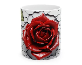 Rote Rose Kaffeetasse: Frühlingsblumen Boho Cottagecore Tasse