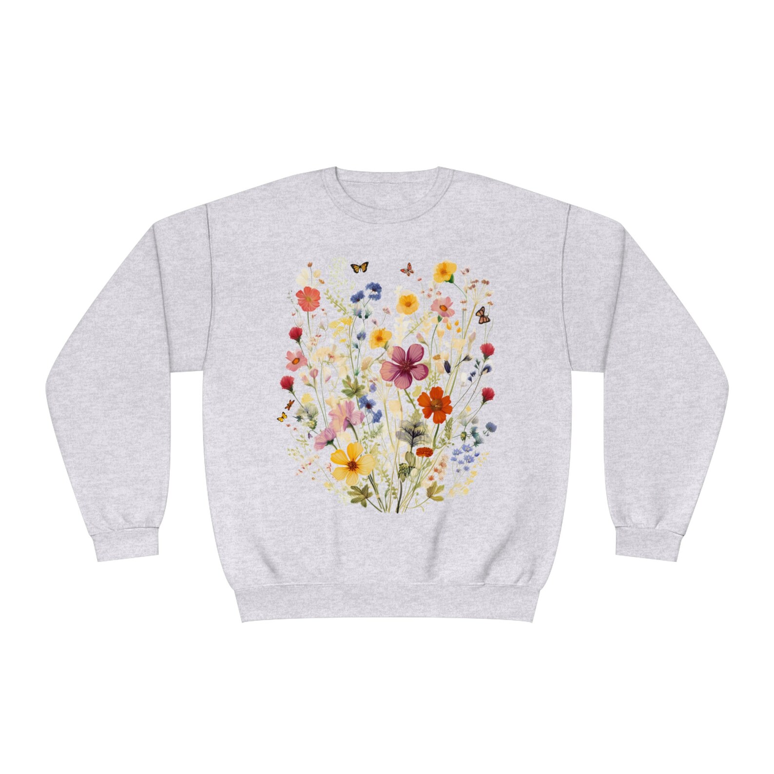 Vintage Flowers Print Casual Cotton Sweatshirt main image 1