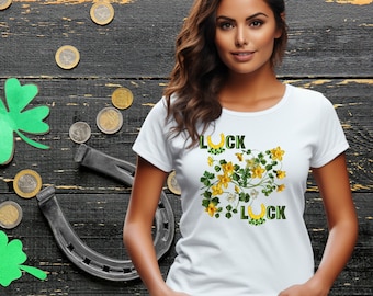 Lucky St. Patrick's Day Shirt, Clover Floral Tee
