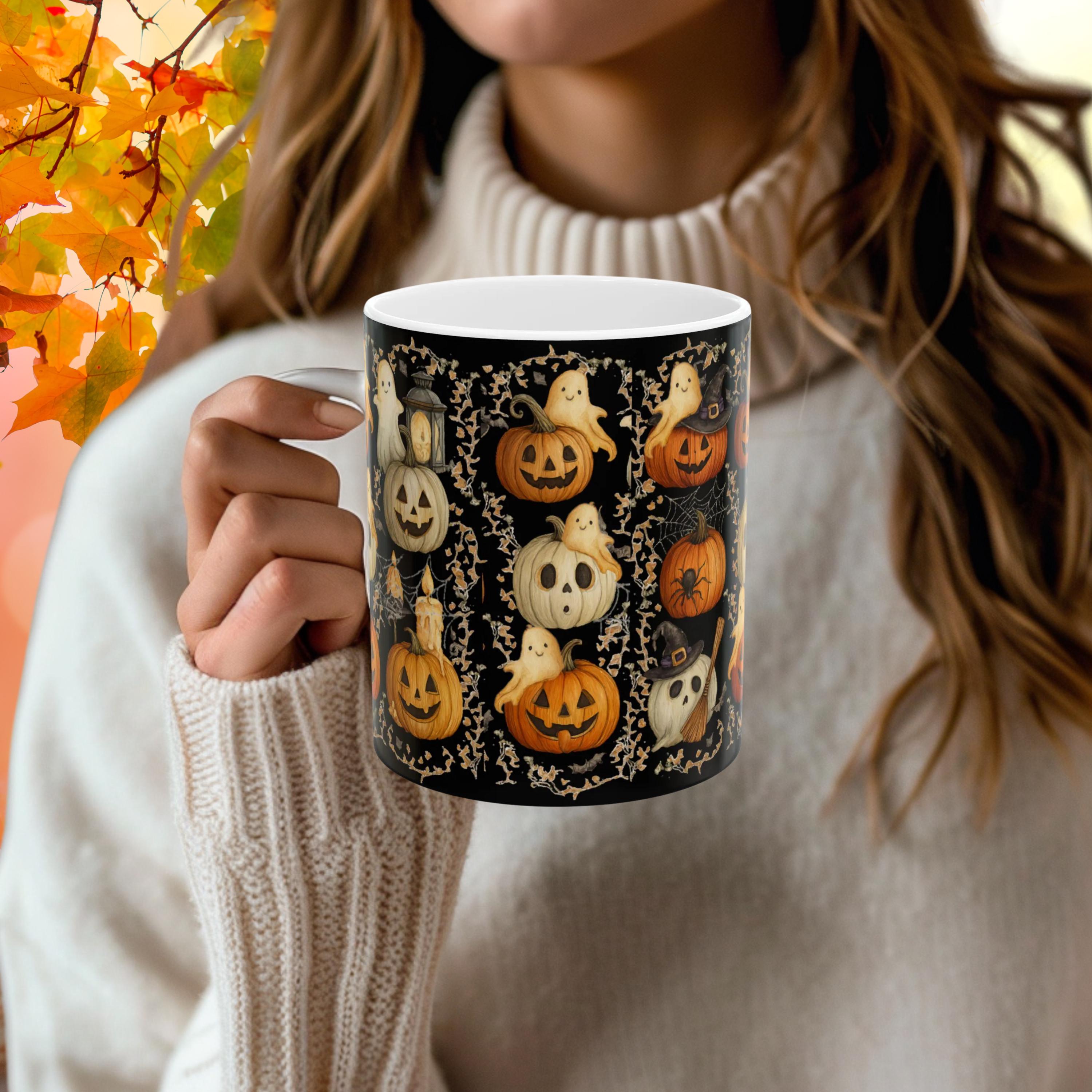 Tazza In Ceramica Di Halloween Con Fantasmi 3D E Cappello A Stella, 400 Ml, Design Carino Per Ragazzi, Ragazze E Donne