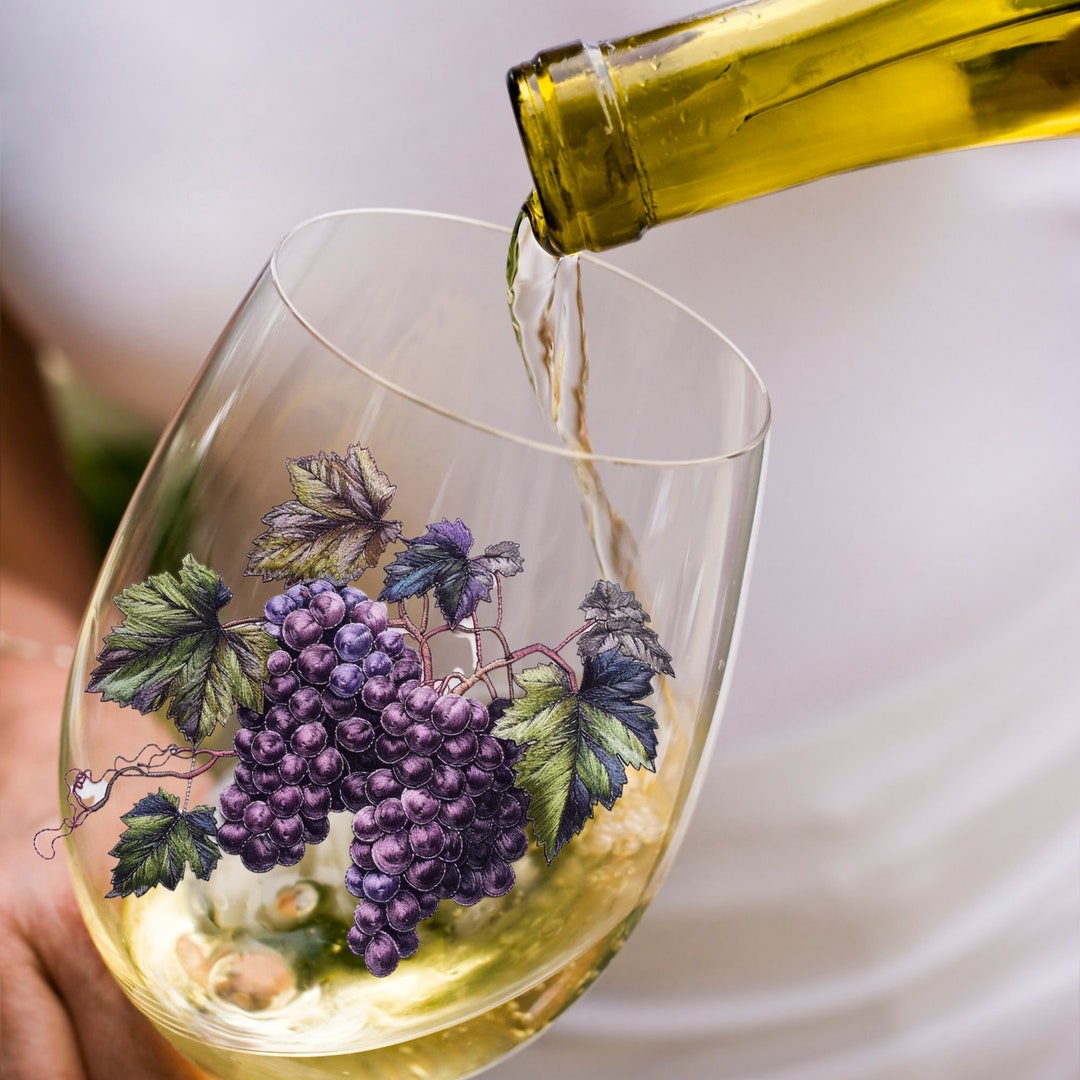 Embroidered Grape Wine Glass, 3D Print, Bridesmaid Gift - Etsy