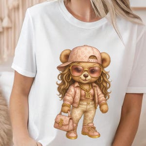 Monogram Designer t-shirt, Hustler Bear, Luxe Bear Shirt,Hip Hop Bear, Adventure time, graffiti bear graphic tee,Luxury design,best gift