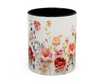 Pressed Flowers Coffee Mug: Boho Cottagecore Floral Decor