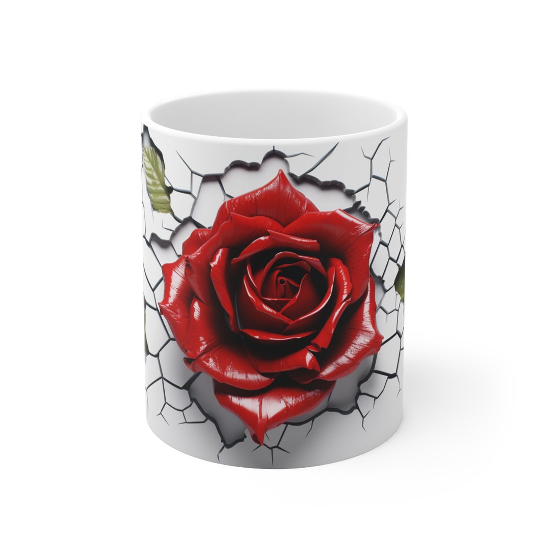 Gift for Her, Gardening Mug, Red Rose Cup, Valentine's Day Mug, Rose