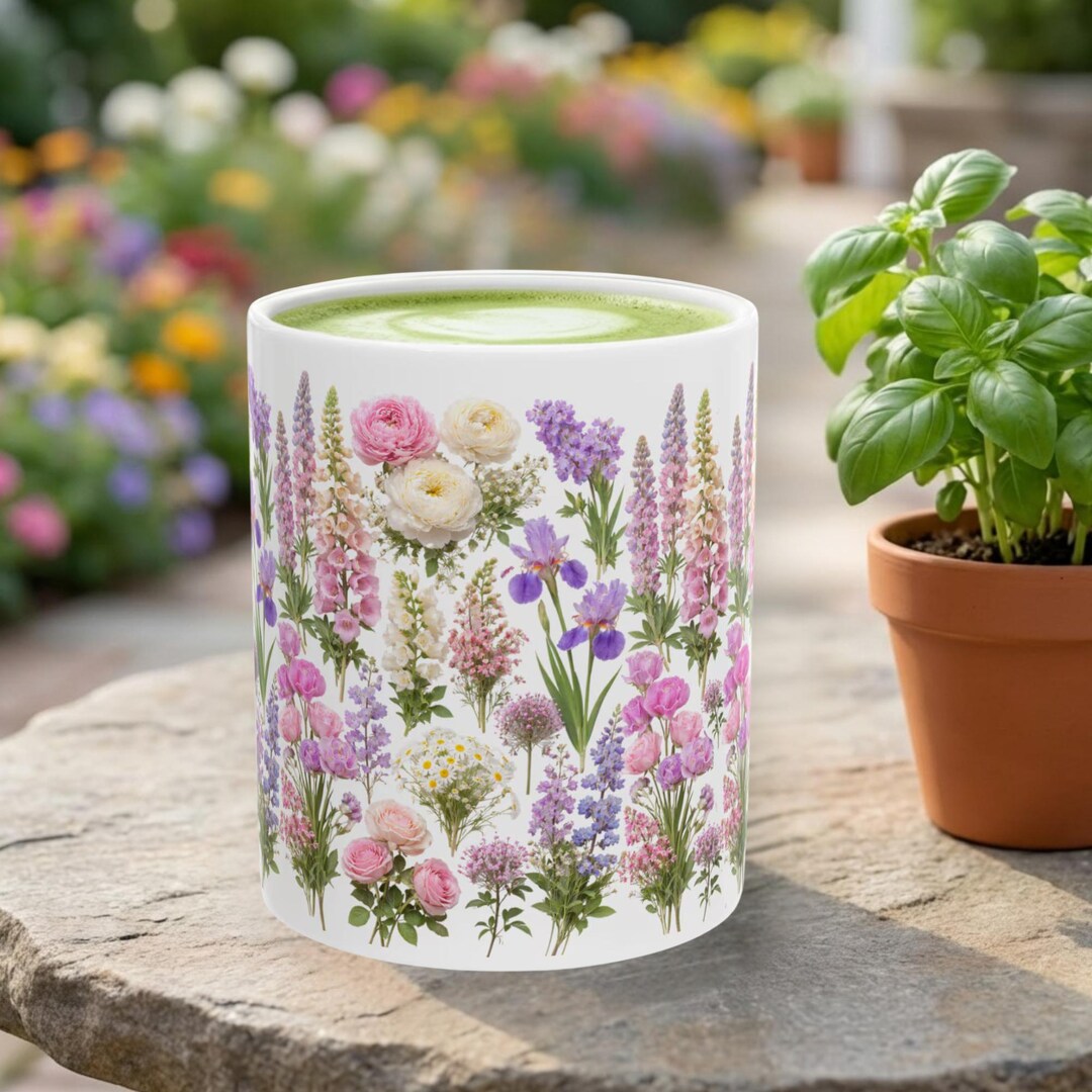 Vintage Wildflower Bouquet Mug | Floral Ceramic Coffee Cup - Etsy