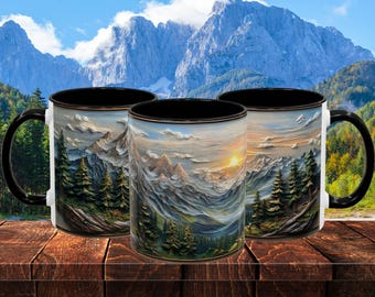Mountain and Trees Coffee Mug: Nature Lover Gift