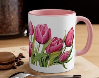 Tulip Embroidery Mug: 3D Floral Ceramic Coffee Cup