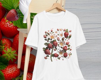 T-shirt Strawberry Botanical : Couleurs Cottagecore Summer Harvest Comfort