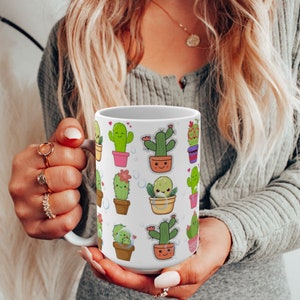 Mug 15oz, Funny Cactus Mug, Succulent Plant Funny Cactus Gift for Nature Lover Friend Bestie, Ceramic Mug,Whimsical Mug, Nature Lover Gift,