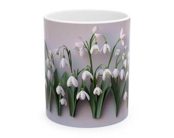 Snowdrop Flower Coffee Mug: Botanical Spring Design