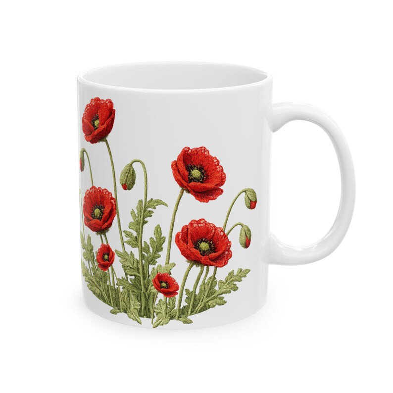 Red Poppy Botanical Mug | Ceramic Coffee Cup image 18