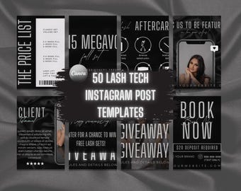 Lash Tech Instagram Templates: Minimalist Canva Posts (Digital Download)