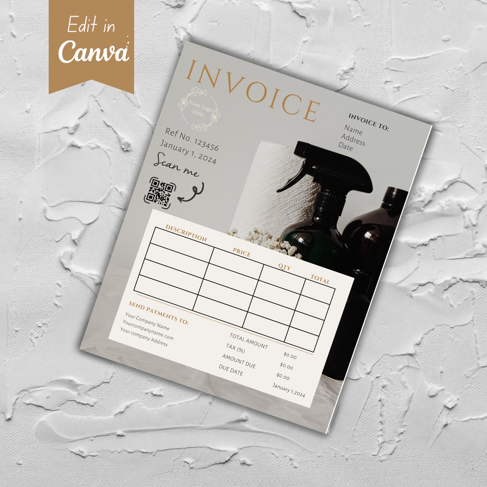 Cleaner Invoice Template Editable, Small Business Custom Order Form ...