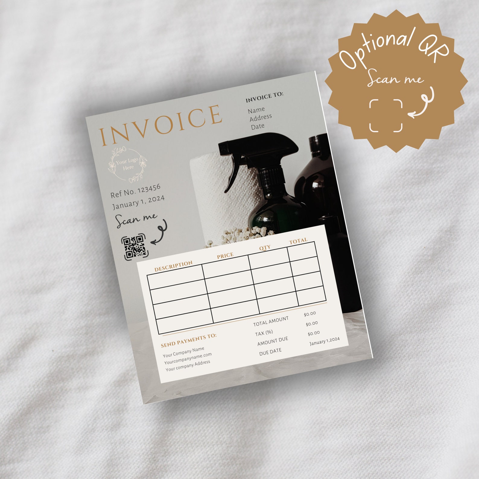 Cleaner Invoice Template Editable, Small Business Custom Order Form ...
