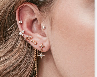 Small Hoop Earrings Earring Stacking Set | Minimalist Piercing Earring Stack Sterling Silver Hoop Earrings Set For Multiple Piercings