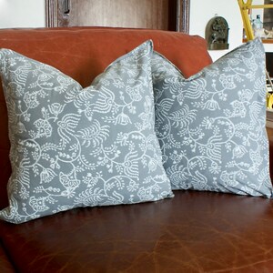 18&quot; Set of Two Floral Hand Block Print  Pillow, Grey Pillow, Farmhouse Pillow, Bohemian Print Pillow Cover, Indian Block Print Pillow 2PC
